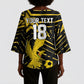 Custom Ghana Football Kimono Sleeve Blouse Golden Black Star Eagle Heritage