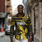 Custom Ghana Football Long Sleeve Button Shirt Golden Black Star Eagle Heritage