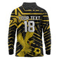 Custom Ghana Football Long Sleeve Polo Shirt Golden Black Star Eagle Heritage