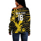 Custom Ghana Football Off Shoulder Sweater Golden Black Star Eagle Heritage