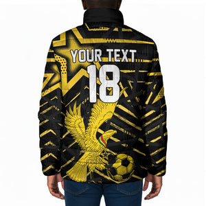 Custom Ghana Football Padded Jacket Golden Black Star Eagle Heritage