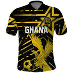 Custom Ghana Football Polo Shirt Golden Black Star Eagle Heritage