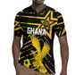 Custom Ghana Football Rugby Jersey Golden Black Star Eagle Heritage
