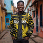 Custom Ghana Football Sleeve Zip Bomber Jacket Golden Black Star Eagle Heritage