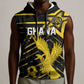 Custom Ghana Football Sleeveless Hoodie Golden Black Star Eagle Heritage