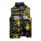 Custom Ghana Football Sleeveless Puffer Jacket Golden Black Star Eagle Heritage
