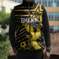 Custom Ghana Football Sleeveless Puffer Jacket Golden Black Star Eagle Heritage