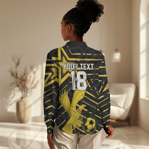 Custom Ghana Football Women Casual Shirt Golden Black Star Eagle Heritage
