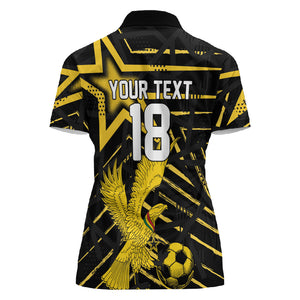 Custom Ghana Football Women Polo Shirt Golden Black Star Eagle Heritage