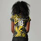 Custom Ghana Football Women V-Neck T-Shirt Golden Black Star Eagle Heritage