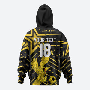 Custom Ghana Football Zip Hoodie Golden Black Star Eagle Heritage