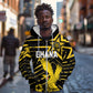 Custom Ghana Football Zip Hoodie Golden Black Star Eagle Heritage