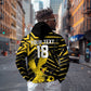Custom Ghana Football Zip Hoodie Golden Black Star Eagle Heritage