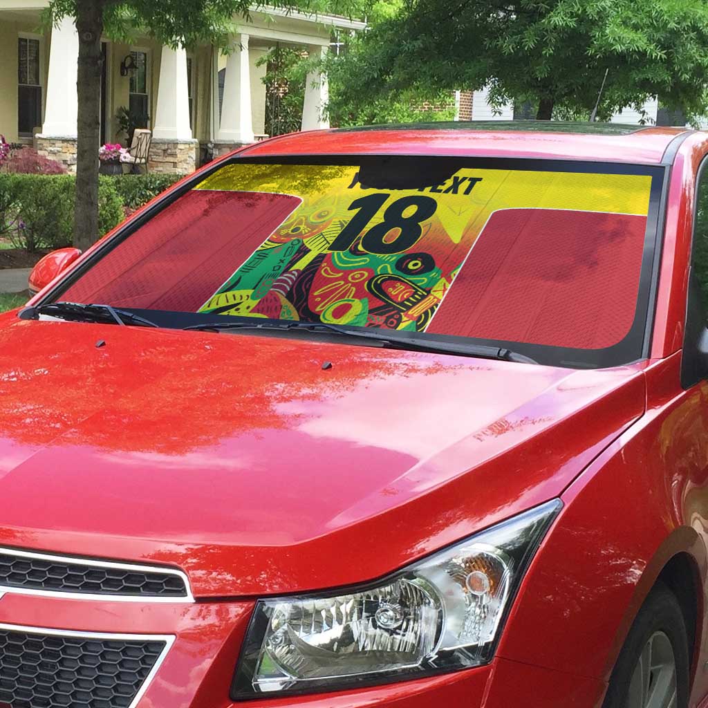 Custom Guyana Football Pride Auto Sun Shade Golden Jaguars Go Champion - Yellow