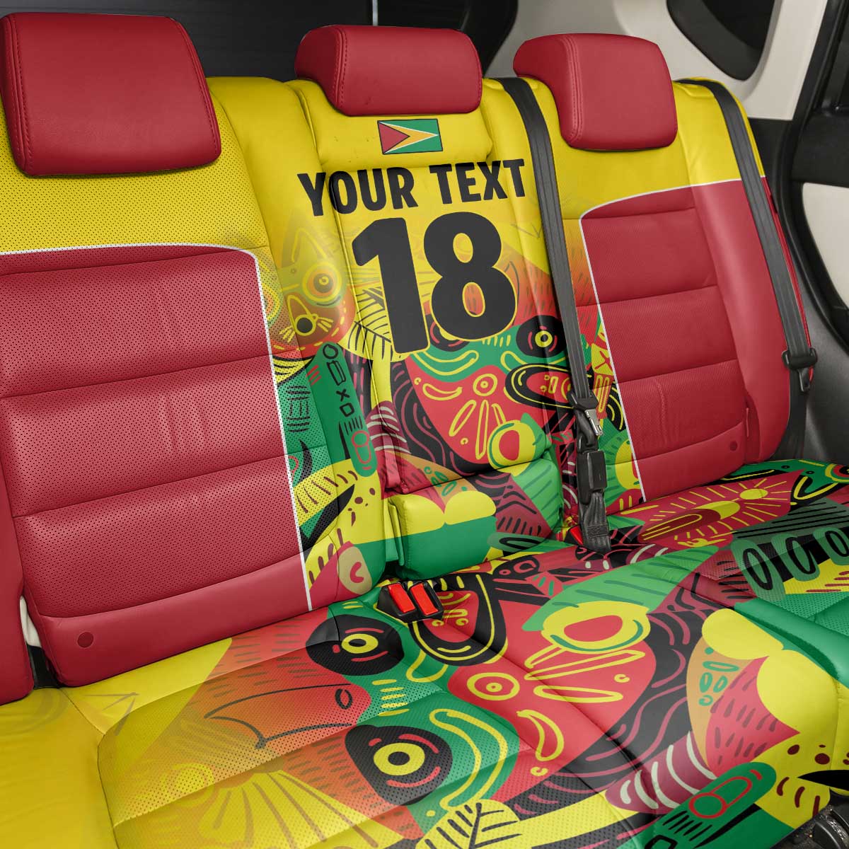 Custom Guyana Football Pride Back Car Seat Cover Golden Jaguars Go Champion - Yellow - African Pride