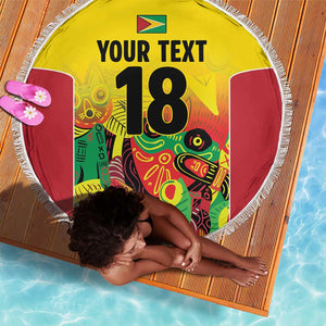 Custom Guyana Football Pride Beach Blanket Golden Jaguars Go Champion - Yellow - African Pride