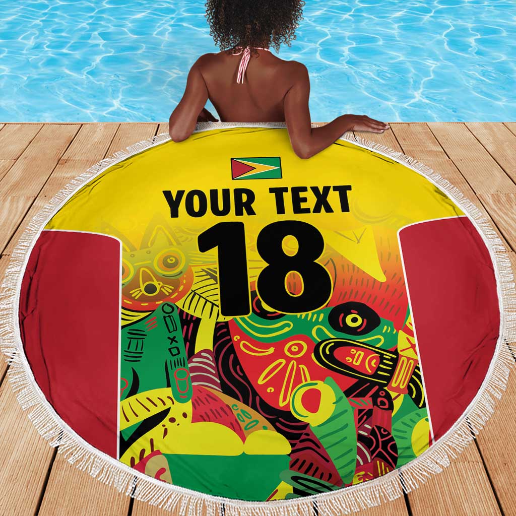 Custom Guyana Football Pride Beach Blanket Golden Jaguars Go Champion - Yellow - African Pride