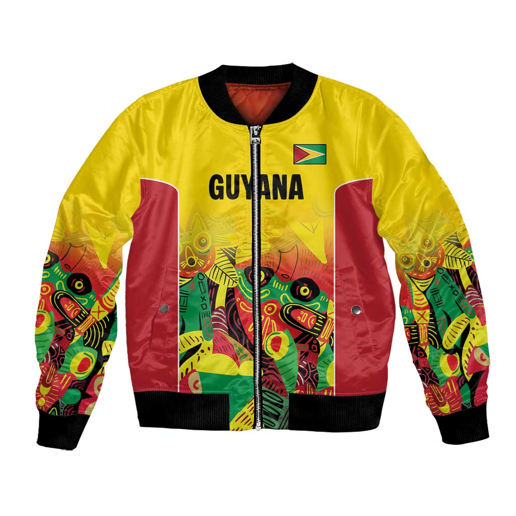 Custom Guyana Football Pride Bomber Jacket Golden Jaguars Go Champion - Yellow - African Pride
