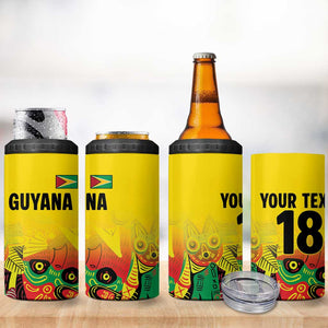 Custom Guyana Football Pride 4 in 1 Can Cooler Tumbler Golden Jaguars Go Champion - Yellow - African Pride