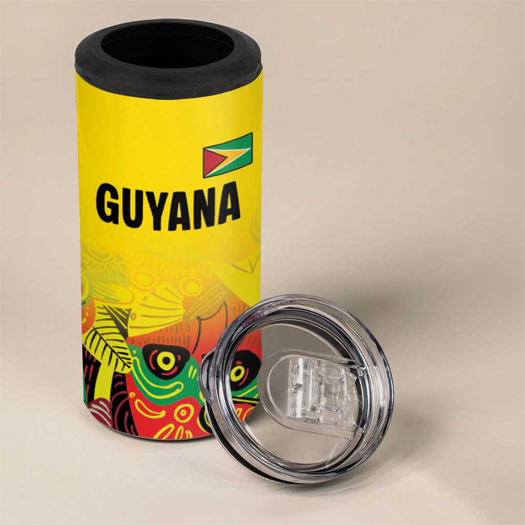 Custom Guyana Football Pride 4 in 1 Can Cooler Tumbler Golden Jaguars Go Champion - Yellow - African Pride