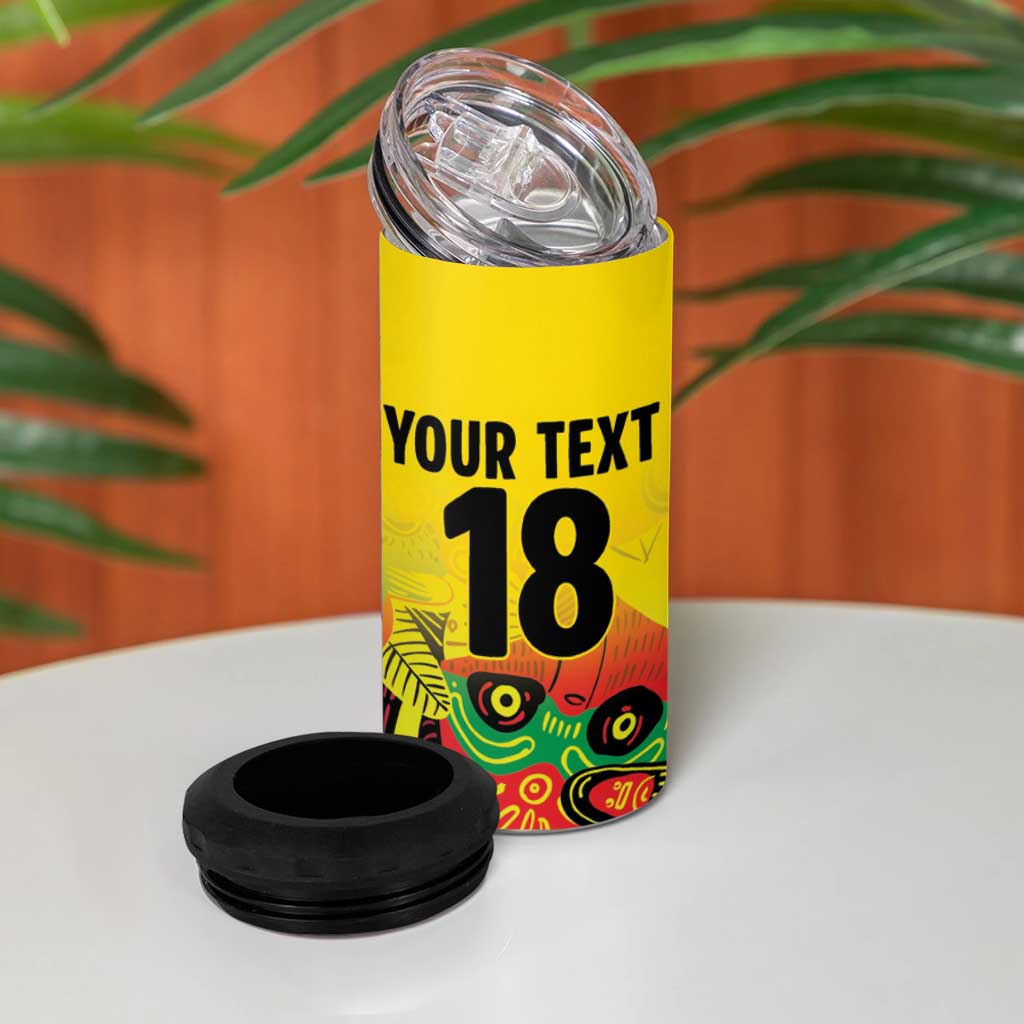 Custom Guyana Football Pride 4 in 1 Can Cooler Tumbler Golden Jaguars Go Champion - Yellow - African Pride