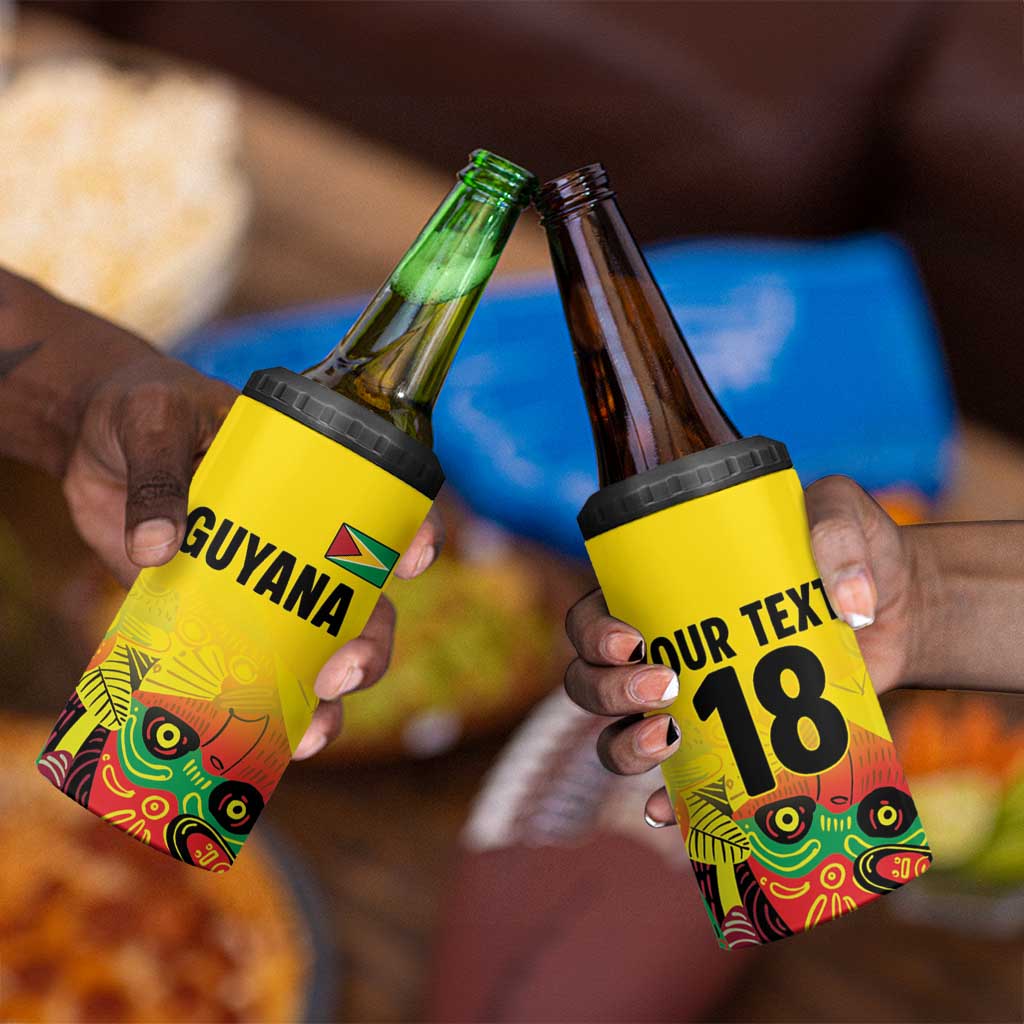 Custom Guyana Football Pride 4 in 1 Can Cooler Tumbler Golden Jaguars Go Champion - Yellow - African Pride