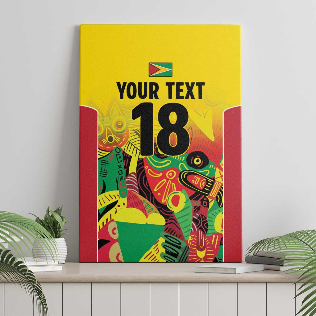 Custom Guyana Football Pride Canvas Wall Art Golden Jaguars Go Champion - Yellow - African Pride