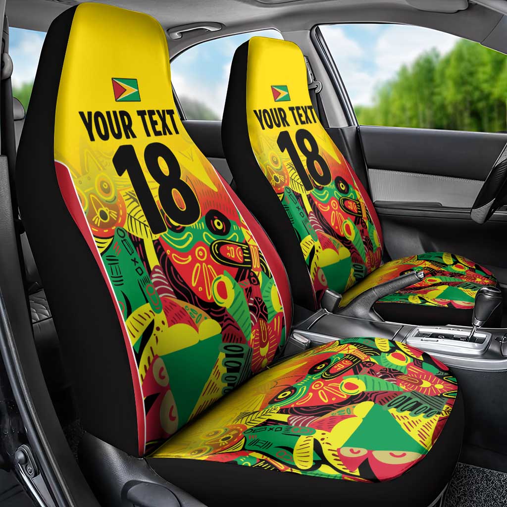 Custom Guyana Football Pride Car Seat Cover Golden Jaguars Go Champion - Yellow - African Pride
