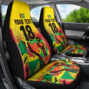 Custom Guyana Football Pride Car Seat Cover Golden Jaguars Go Champion - Yellow - African Pride