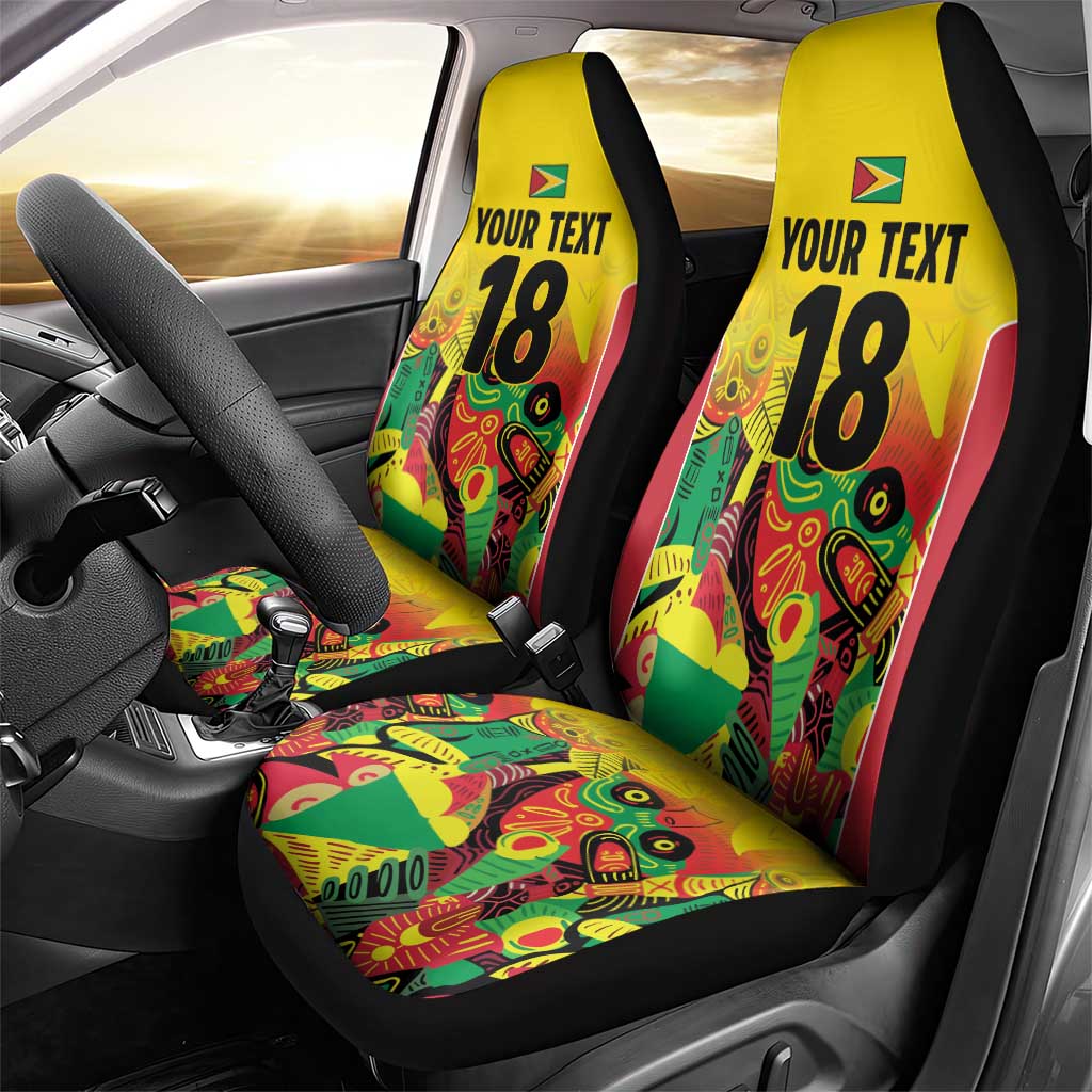 Custom Guyana Football Pride Car Seat Cover Golden Jaguars Go Champion - Yellow - African Pride