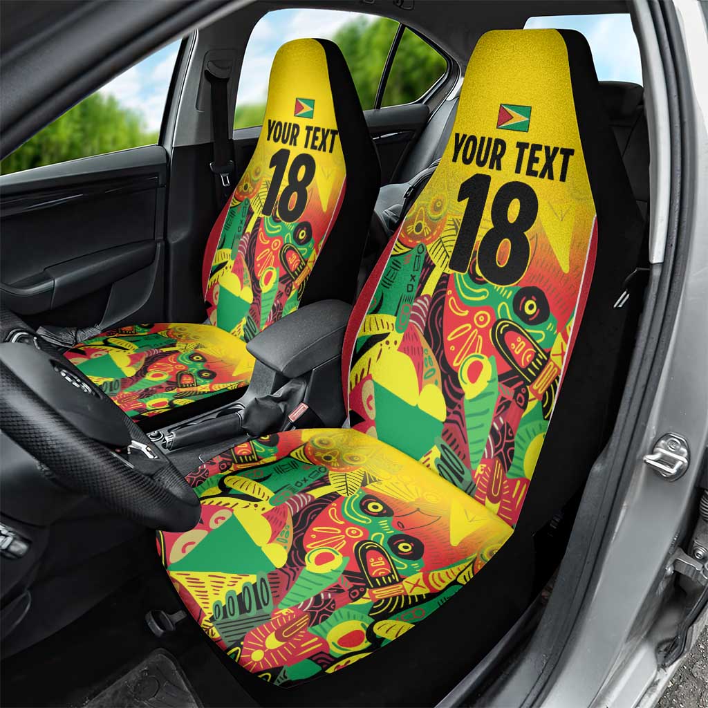 Custom Guyana Football Pride Car Seat Cover Golden Jaguars Go Champion - Yellow - African Pride