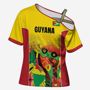 Custom Guyana Football Pride Cross Shoulder Shirt Golden Jaguars Go Champion - Yellow