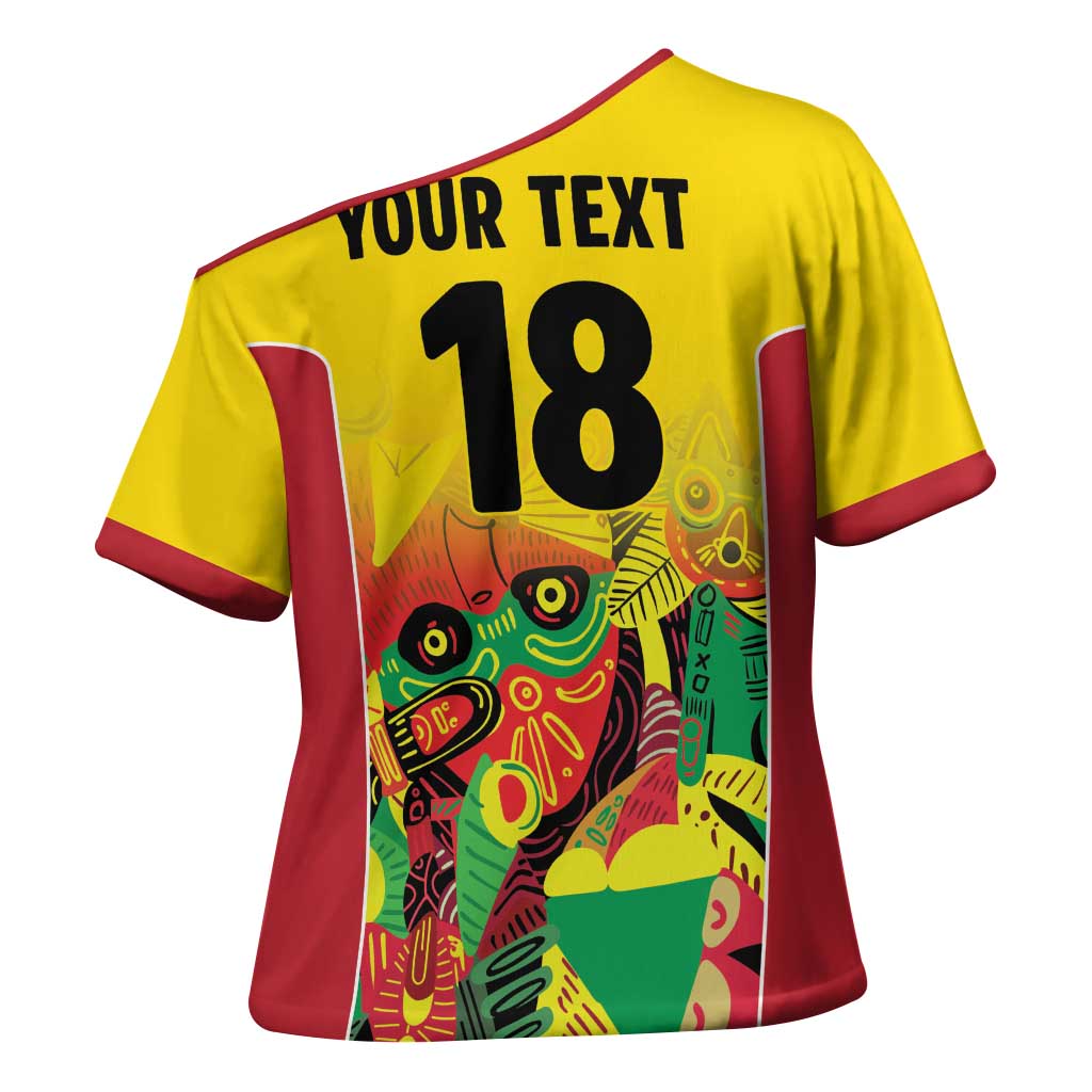 Custom Guyana Football Pride Cross Shoulder Shirt Golden Jaguars Go Champion - Yellow