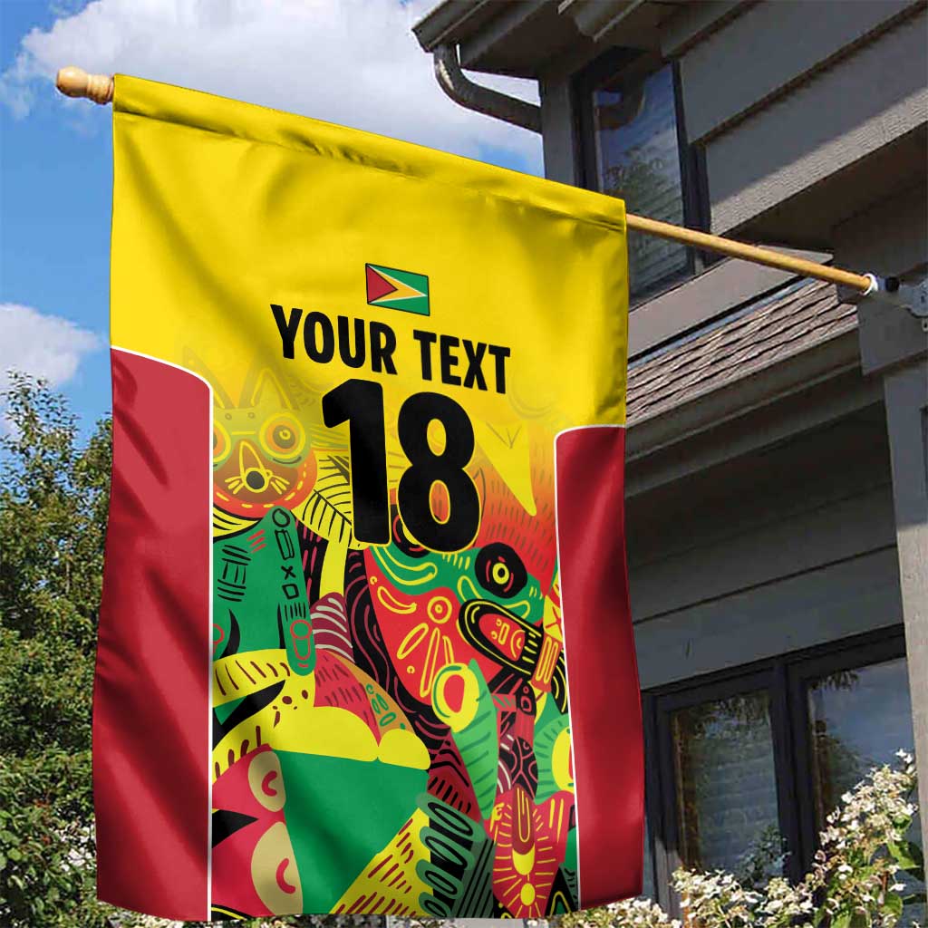 Custom Guyana Football Pride Garden Flag Golden Jaguars Go Champion - Yellow - African Pride