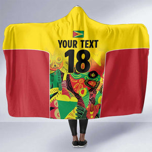 Custom Guyana Football Pride Hooded Blanket Golden Jaguars Go Champion - Yellow - African Pride