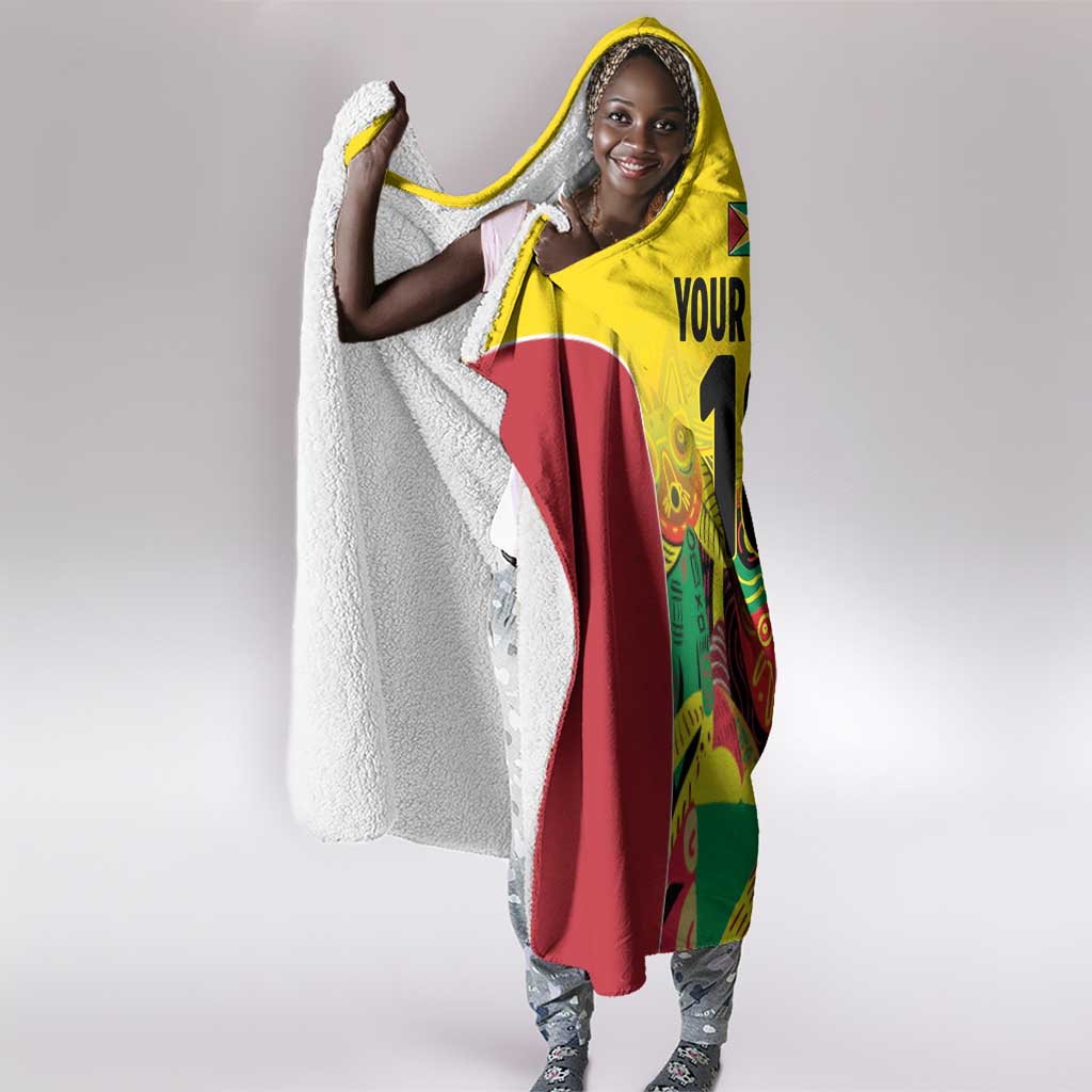 Custom Guyana Football Pride Hooded Blanket Golden Jaguars Go Champion - Yellow - African Pride