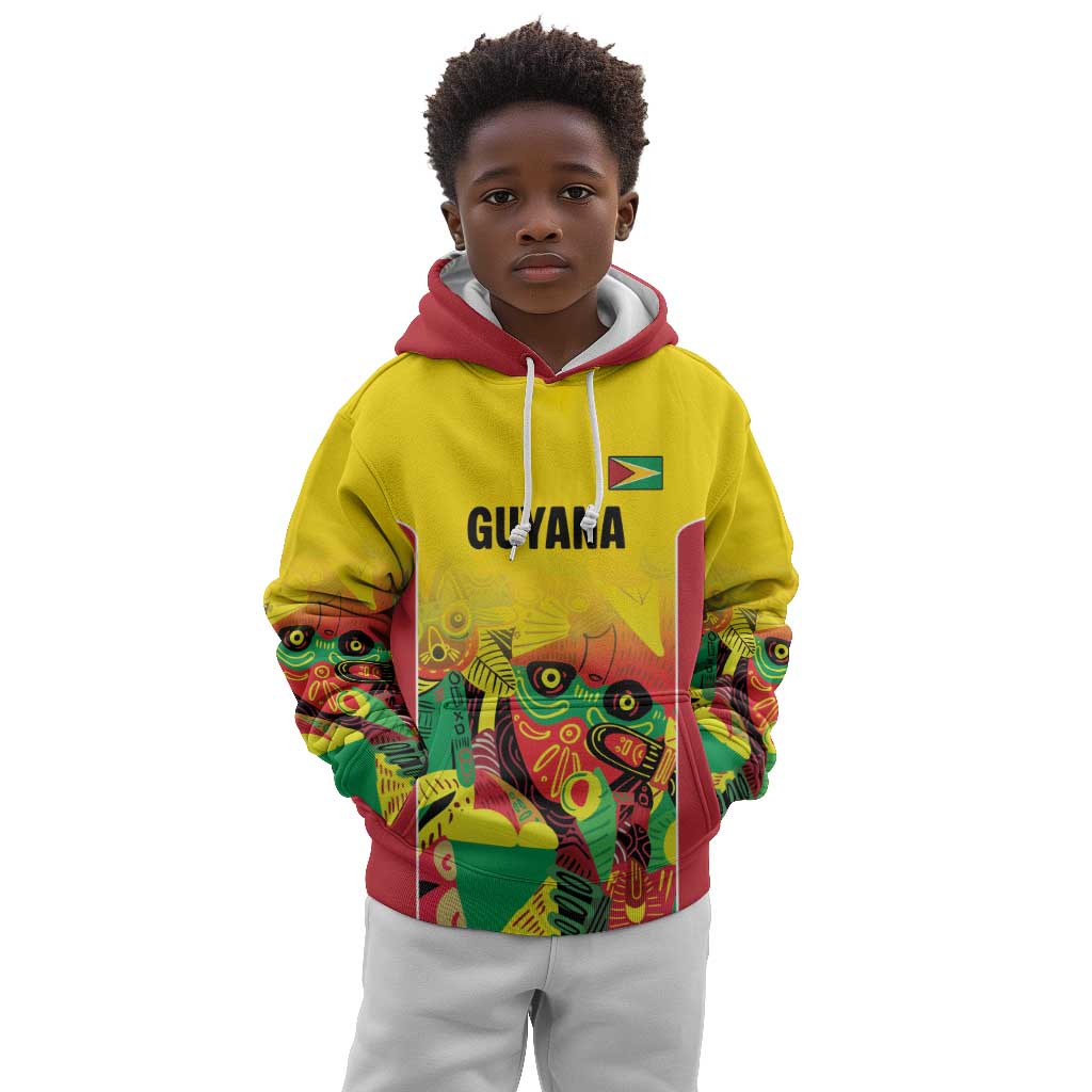Custom Guyana Football Pride Kid Hoodie Golden Jaguars Go Champion - Yellow - African Pride