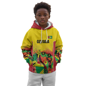 Custom Guyana Football Pride Kid Hoodie Golden Jaguars Go Champion - Yellow - African Pride