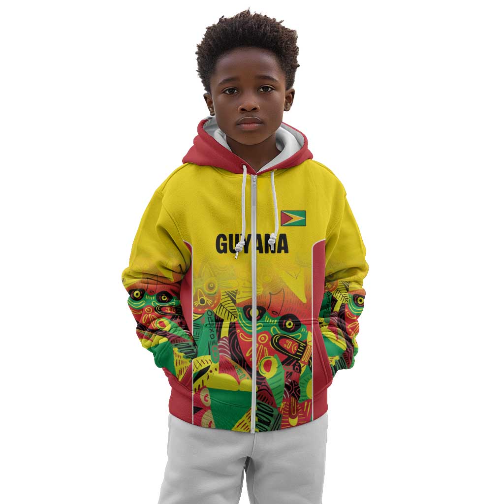 Custom Guyana Football Pride Kid Hoodie Golden Jaguars Go Champion - Yellow - African Pride