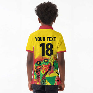 Custom Guyana Football Pride Kid Polo Shirt Golden Jaguars Go Champion - Yellow - African Pride