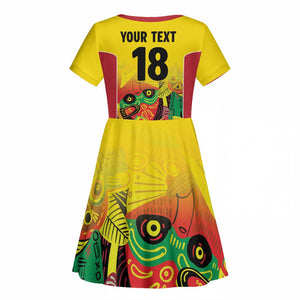 Custom Guyana Football Pride Kid Short Sleeve Dress Golden Jaguars Go Champion - Yellow - African Pride