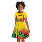 Custom Guyana Football Pride Kid Short Sleeve Dress Golden Jaguars Go Champion - Yellow - African Pride