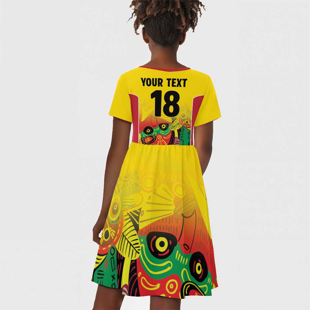 Custom Guyana Football Pride Kid Short Sleeve Dress Golden Jaguars Go Champion - Yellow - African Pride