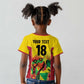 Custom Guyana Football Pride Kid T shirt Golden Jaguars Go Champion - Yellow - African Pride