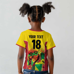 Custom Guyana Football Pride Kid T shirt Golden Jaguars Go Champion - Yellow - African Pride