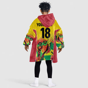 Custom Guyana Football Pride Kid Wearable Blanket Hoodie Golden Jaguars Go Champion - Yellow - African Pride