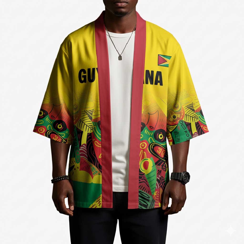 Custom Guyana Football Pride Kimono Golden Jaguars Go Champion - Yellow