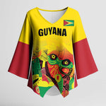 Custom Guyana Football Pride Kimono Sleeve Blouse Golden Jaguars Go Champion - Yellow