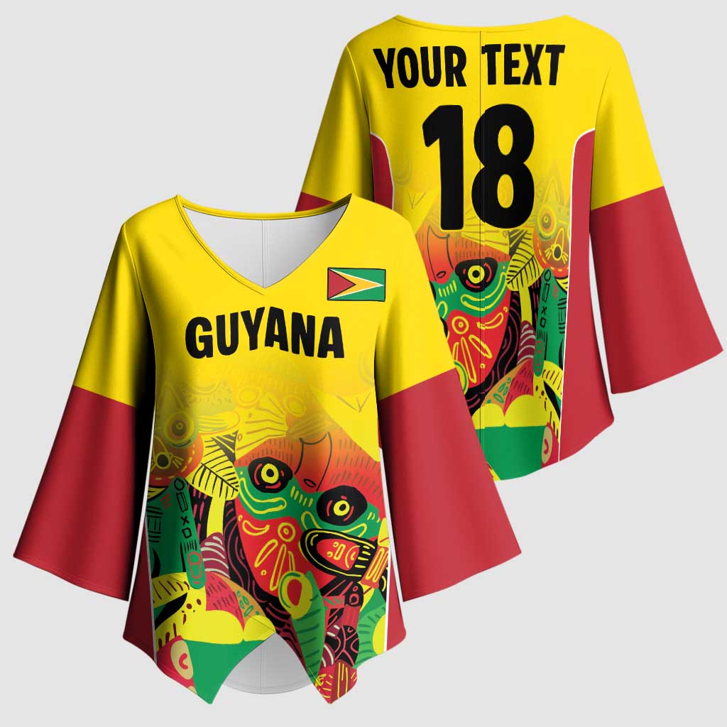 Custom Guyana Football Pride Kimono Sleeve Blouse Golden Jaguars Go Champion - Yellow