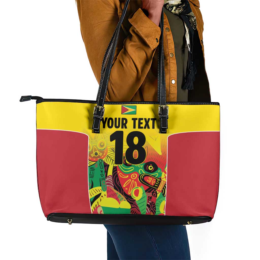 Custom Guyana Football Pride Leather Tote Bag Golden Jaguars Go Champion - Yellow - African Pride
